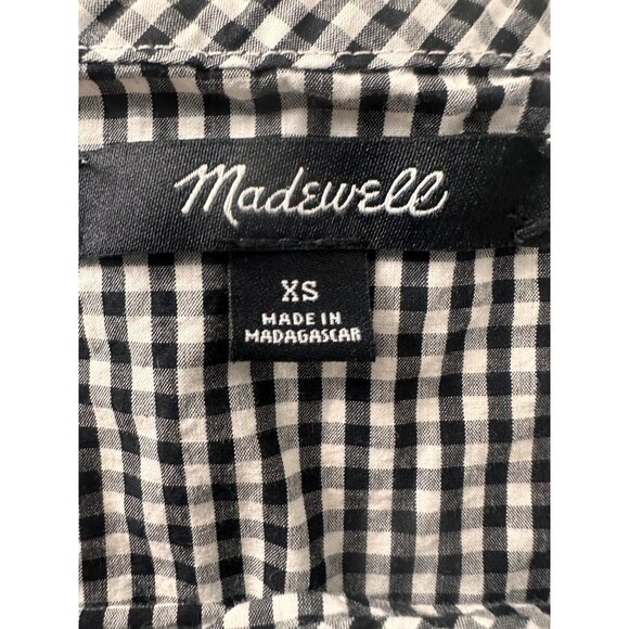 Madewell Gingham Gingham Poplin Dress Women XS Fit Flare Tie Back Preppy Classic - Picture 3 of 16